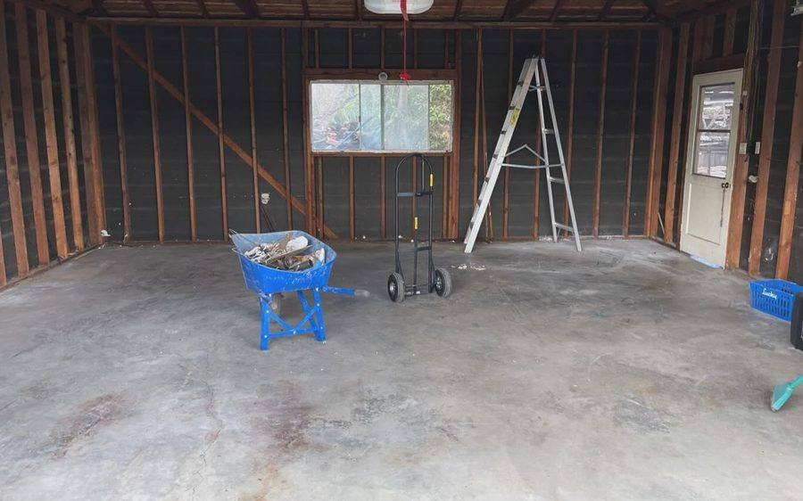 Garage cleared down to the slab